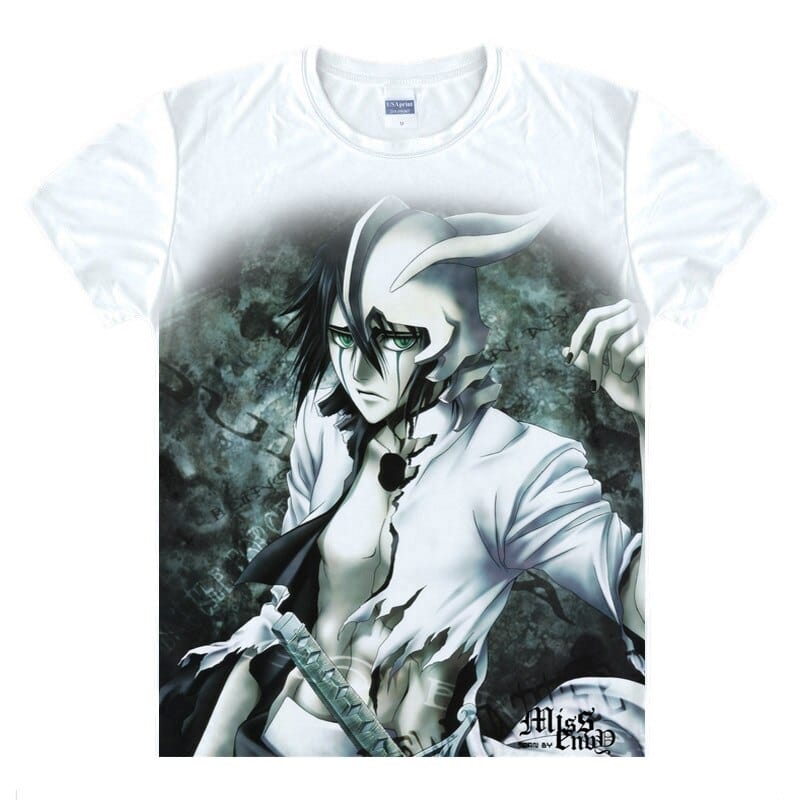 Anime Bleach Cosplay Aizen Sousuke Printed Short-Sleeve T-shirts Kurosaki Ichigo Tees Hitsugaya Toushirou Casual Breathable Tops