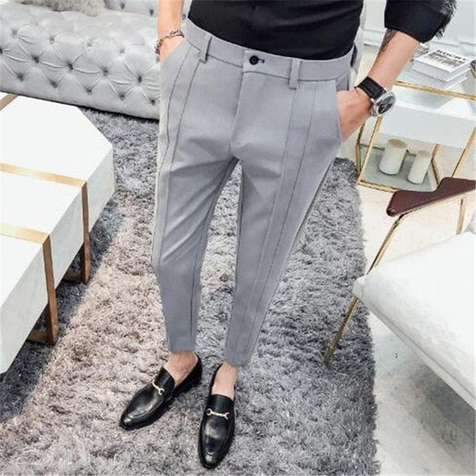 2019 New Fashion Boutique Pantaloni elastici pentru costum Pantaloni casual pentru bărbați de marcă de lux Pantaloni drepti subțiri pentru bărbați Pantaloni pentru bărbați