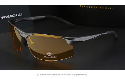 Aluminum Magnesium Men Sunglasses Polarized Sports Driving Night Vision Goggles Sunglass Fishing UV400 Rimless Sun Glasses