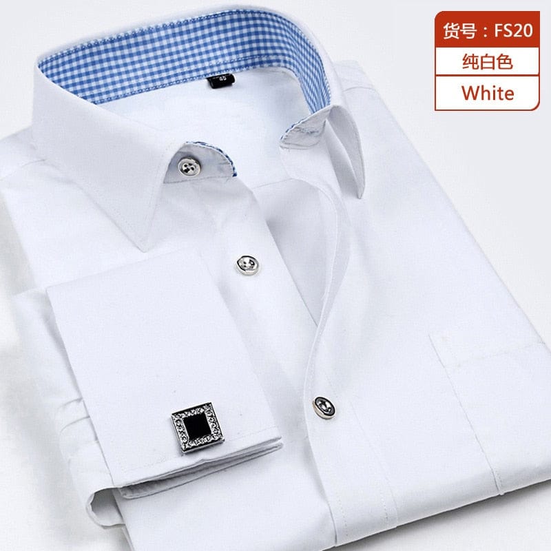 Men French Cufflinks Shirts New Men's Shirts Long Sleeve Tuxedo Male Brand Shirts Slim Fit French Cuff Dress Shirts