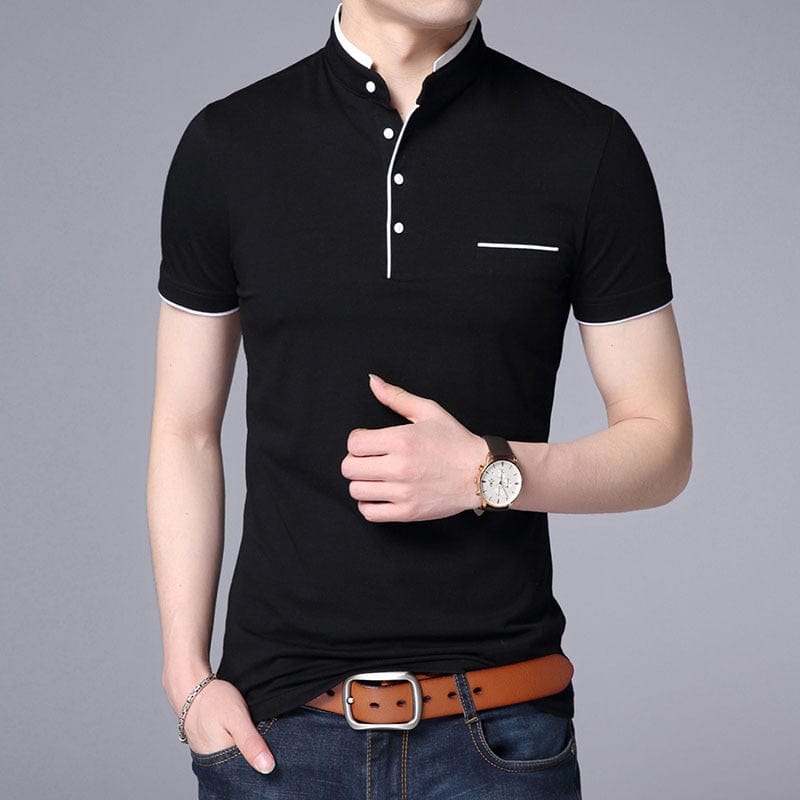 2022 New Fashion Brand Polo Shirt Men&#39;s Summer Mandarin Collar Slim Fit Solid Color Button Breathable Polos Casual Men Clothing