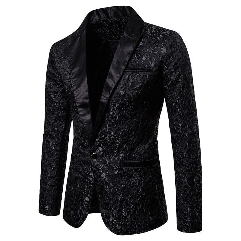 Gold Jacquard Bronzing Floral Blazer Men  Brand New Mens Patchwork One Button Blazer Jacket Party Stage Singer Costume Homme