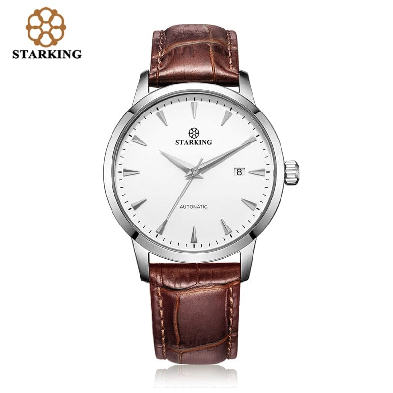 STARKING Business Men Watch 40mm Men&#39;s Mechanical Watch Simple Sapphire AM0184 2022 Calendar Ultra Thin Mechanical Watch 5Bar