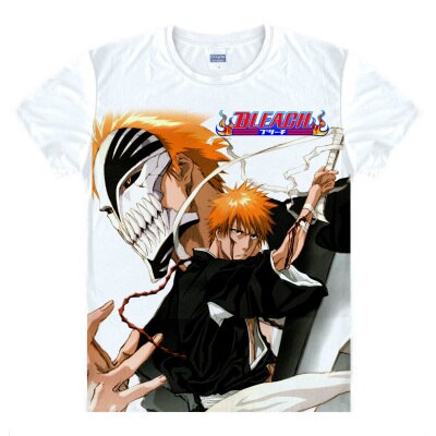 Anime Bleach Cosplay Aizen Sousuke Printed Short-Sleeve T-shirts Kurosaki Ichigo Tees Hitsugaya Toushirou Casual Breathable Tops