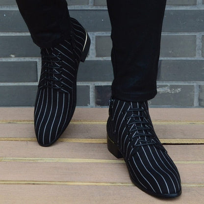 New fashion Striped men Boots Men canvas Shoes Men Ankle Boots autumn Winter Oxford Shoes For Men Boots