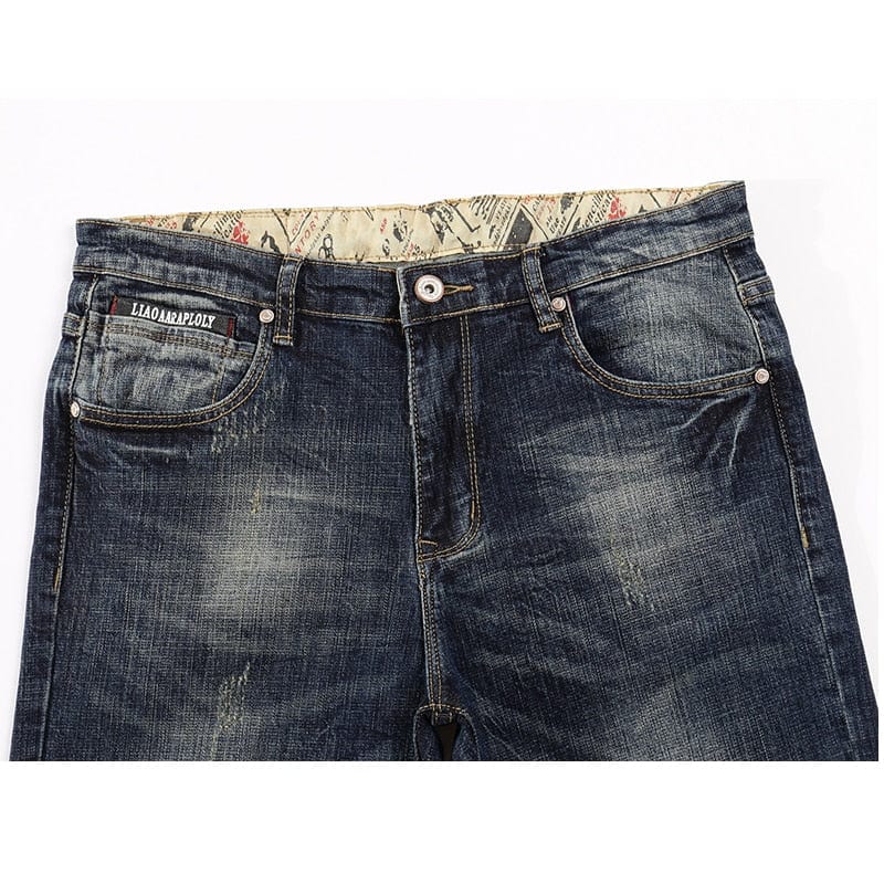 Blugi KSTUN Bărbați Noutăți Toamnă Iarnă Direct Drepți Retro Albastru Stretch Vintage Casaul Streetwear Blugi Moto Biker Mărimea 40