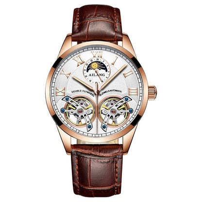 AILANG Original Design men's Double Flywheel Automatic Mechanical Watch Fashion Leisure Business Luxury Clock