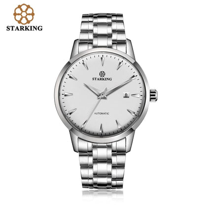 STARKING Business Men Watch 40mm Men's Mechanical Watch Simple Sapphire AM0184  Calendar Ultra Thin Mechanical Watch 5Bar
