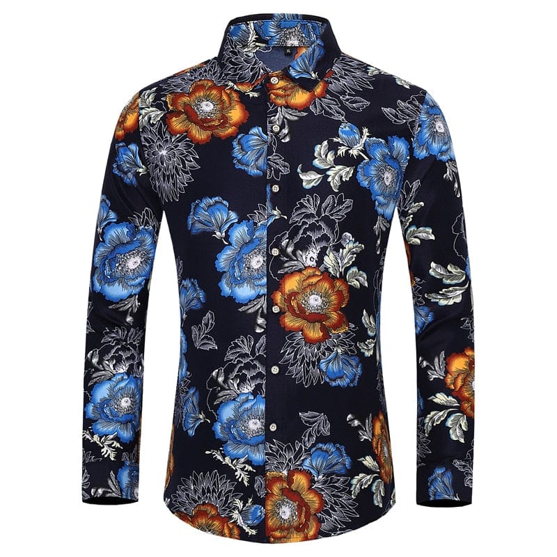 Many styles men long-sleeved plus size 7XL shirt fashion printed shirt Hawaii leisure vacation men&#39;s clothing