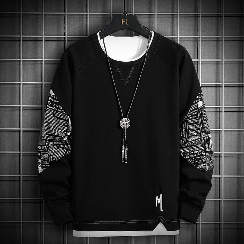 Single Road Crewneck Sweatshirt Men  Spring Harajuku Oversized Japanese Streetwear Black Hoodie Men Sweatshirts Hoodies Male