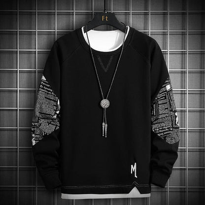 Single Road Crewneck Sweatshirt Men  Spring Harajuku Oversized Japanese Streetwear Black Hoodie Men Sweatshirts Hoodies Male