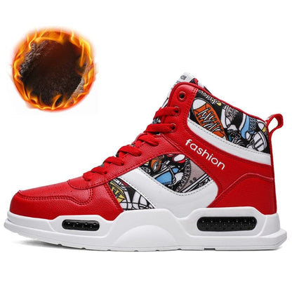 Winter Basketball Shoes Men Women Cushioning Basketball Boot Sneakers Anti-skid High-top Sports Kids Graffiti Basketball Boots