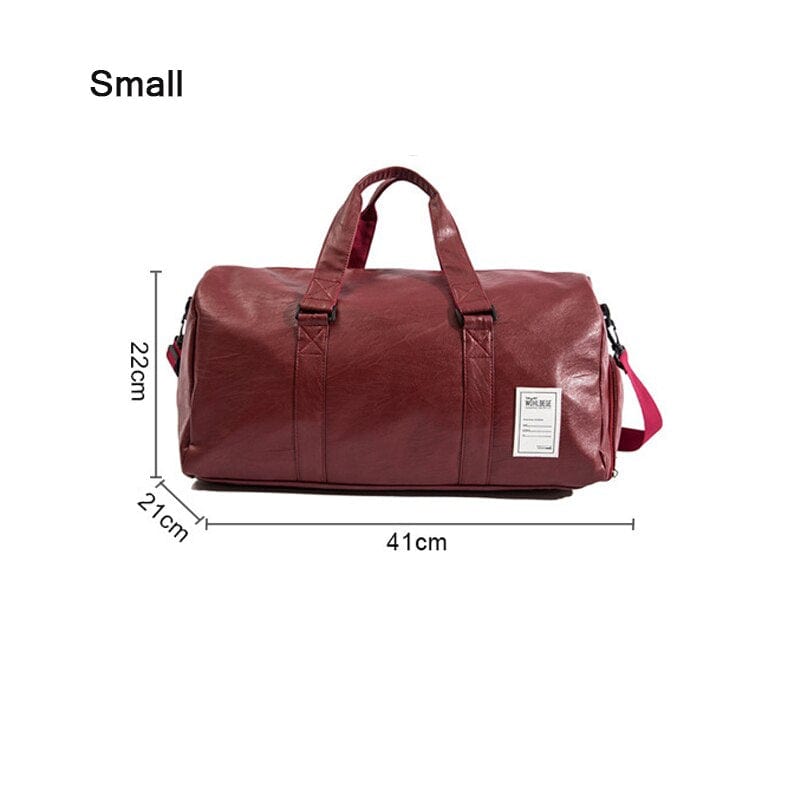 Big Capacity Leather Travel Bag Waterproof Fitness Duffle Bag with Shoes Pocket Sports Weekend Luggage Bag Women Men Handbag