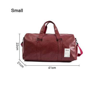 Big Capacity Leather Travel Bag Waterproof Fitness Duffle Bag with Shoes Pocket Sports Weekend Luggage Bag Women Men Handbag