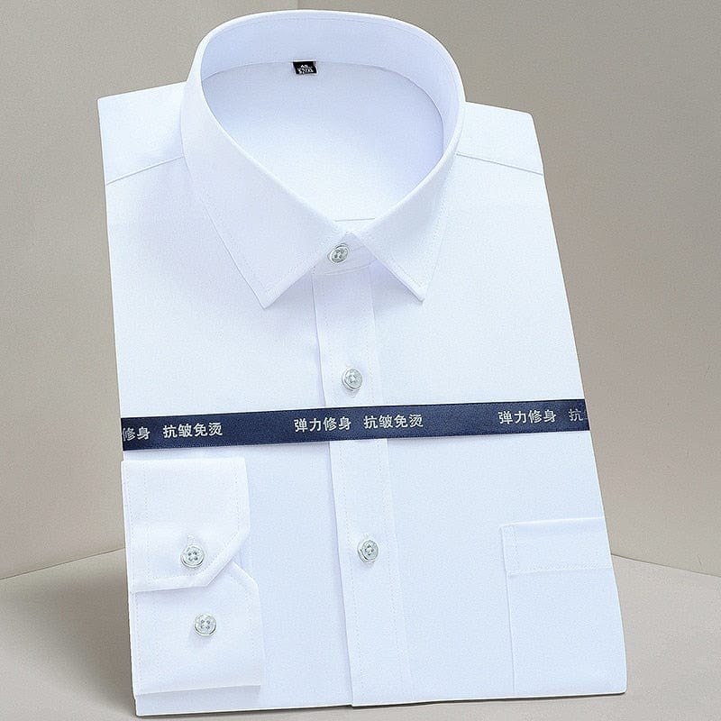 Men Shirts Long Sleeve  Purple Formal shirts For Men Slim Fit Business Stretch Anti-wrinkle Professional Tooling Male Blouse