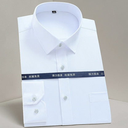 Men Shirts Long Sleeve  Purple Formal shirts For Men Slim Fit Business Stretch Anti-wrinkle Professional Tooling Male Blouse