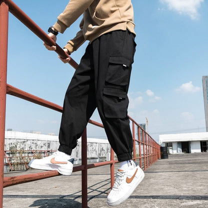 New Men's Big Pocket Cargo Harem Pants Casual Trousers Male Hip Hop Men Jogger Sweatpants Fashion Streetwear Pants Oversized