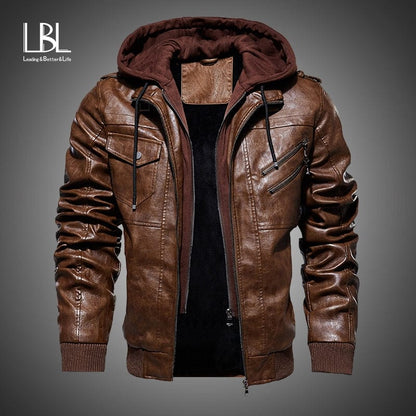 Mens Leather Jackets  Winter New Casual Motorcycle PU Jacket Biker Leather Coats European Windbreaker Genuine Leather Jacket