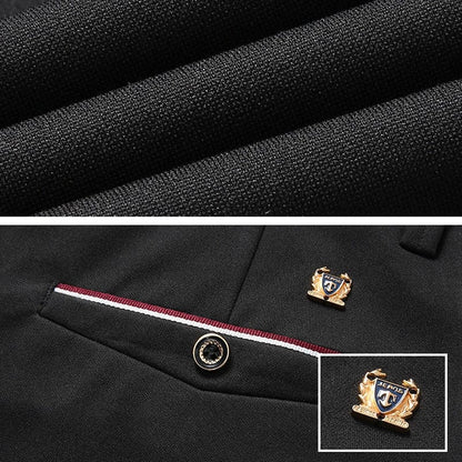 Suit Pants Fashion Elegant Mens Dress Pants Solid Color Straight Long Trousers Men's Slim Fit Formal Trousers Black