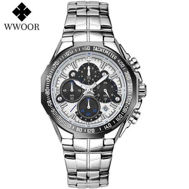 WWOOR Watch For Men Top Brand Luxury Classic Sport Quartz Watches Men Steel Waterproof Chronograph Wristwatch Relogio Masculino