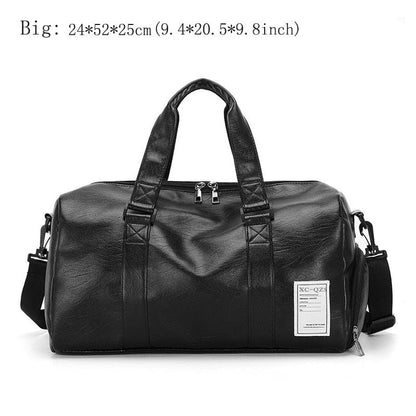 Unisex Leather Luggage Bag With Shoes Travel Clothes Storage Bags Zipp