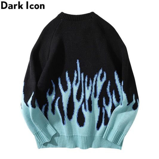 DARK ICON Blue Flame Pulover Me 2019 Iarna Streetwear Pulovere Barbati Pulover Tricoturi Pulover pentru Barbati