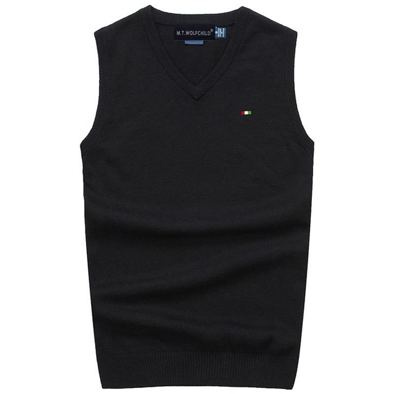 Good Quality Spring Autumn Men&#39;s Vest Sleeveless Sweaters Pullovers 100% Cotton Casual Knitted Vest Fashion Knitted Male Tops