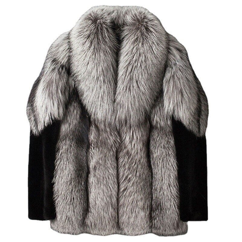 Luxury Furry Jackets Coats Men Winter Warm Coat Faux Fur Outwear Winter 2021 New Grey Fur Male Outwear Male Winter Warm Clothing