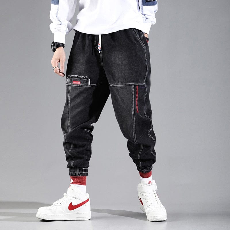 Hip Hop Streetwear Harem Jeans Pants Men Loose Joggers Denim Casual Sweatpants Korea Ankle length Trousers