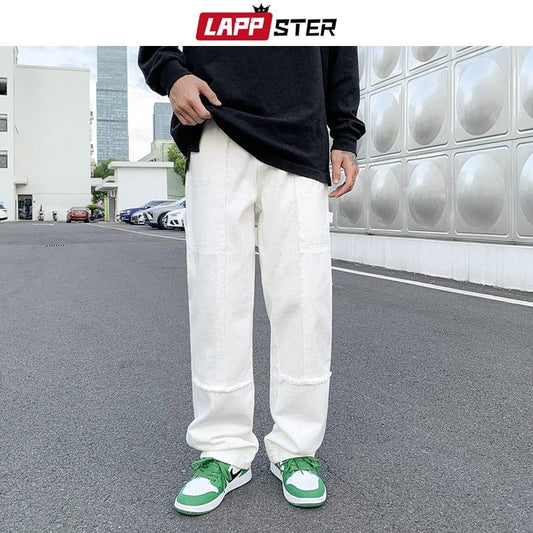 LAPPSTER Bărbați Patchwork Baggy Jeans Casual Pantaloni 2022 Bărbați Y2k Japonez Streetwear Denim Pantaloni Bărbați Vintage Kpop Moda Blugi