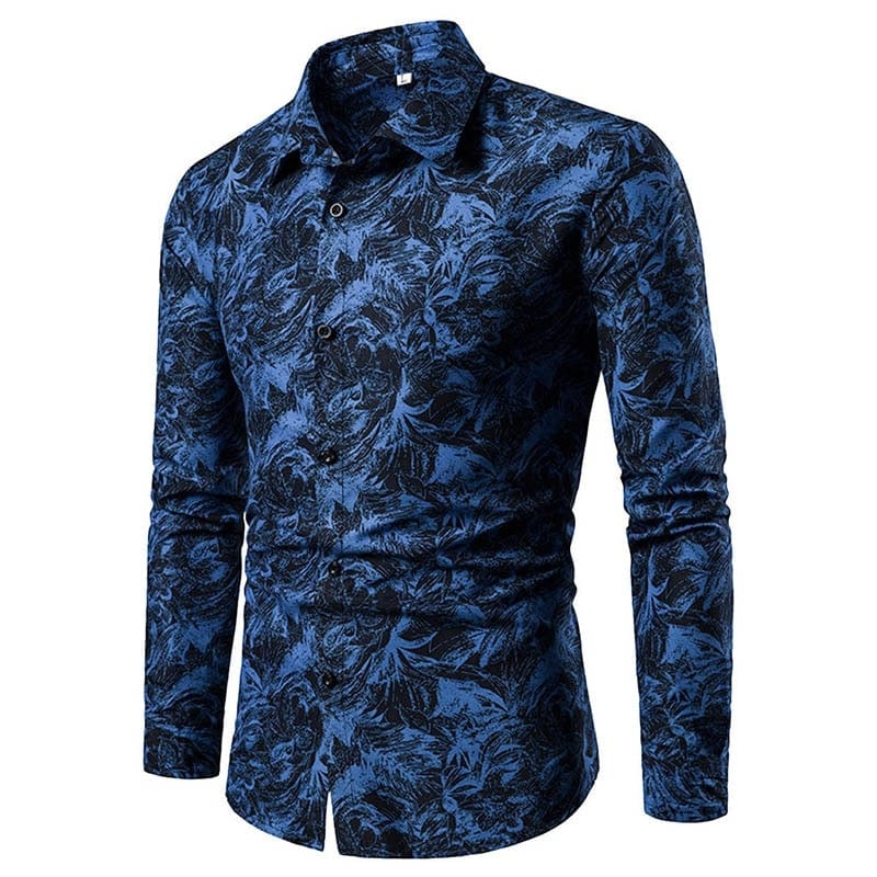 Summer Spring Men&#39;s Shirt Printed Casual Long Sleeved Shirt Slim Fit Male Social Dress Shirt For Men