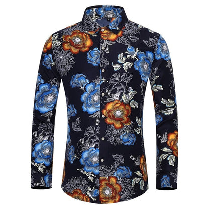 Many styles men long-sleeved plus size 7XL shirt fashion printed shirt Hawaii leisure vacation men's clothing
