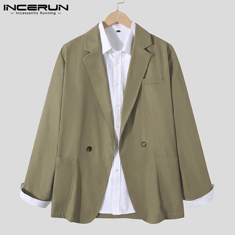 INCERUN Men Blazer Suit Shirt Coats Long Sleeve Casual Wear Fashoable Garment Top 2022 Coat Suit Patch Pocket Suit Jackets S-5XL