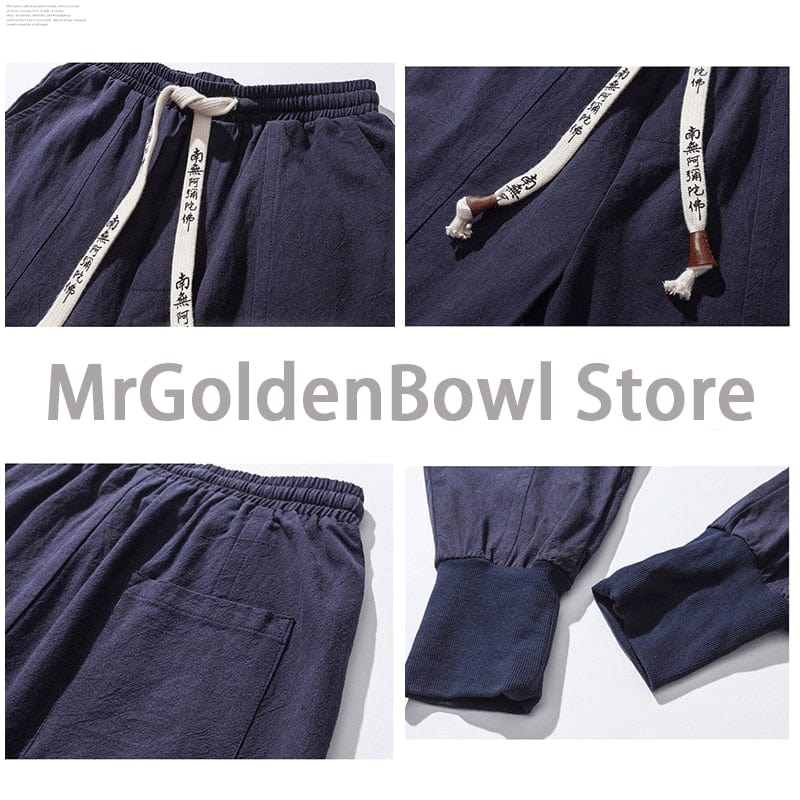 MrGB  Chinese Style Men Cotton Linen Harem Pants Streetwear Man Casual Joggers Harajuku Elastic Waist Male Oversized Trouser