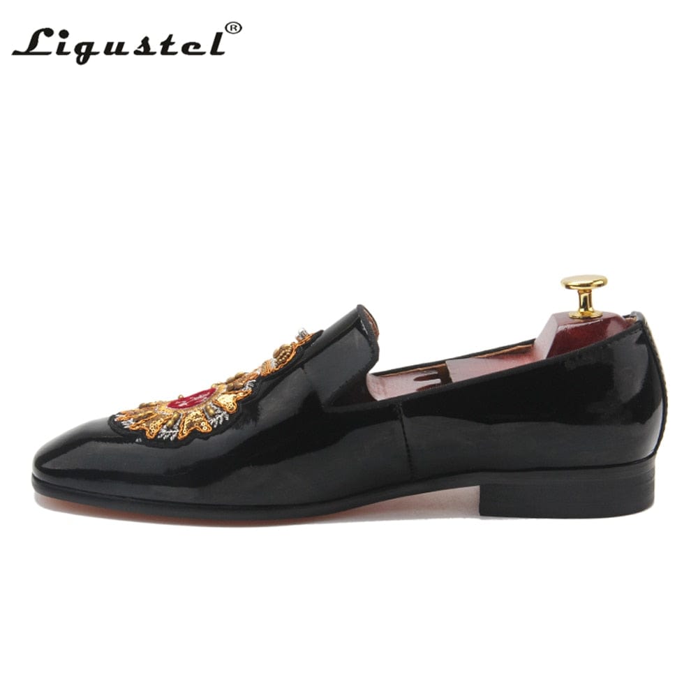 Ligustel Pantofi Bărbați Mocasini Originali Bărbați de lux pentru nuntă, pantofi cu fund roșu pentru bărbați, rochie formală neagră de designer, mărime mare 13