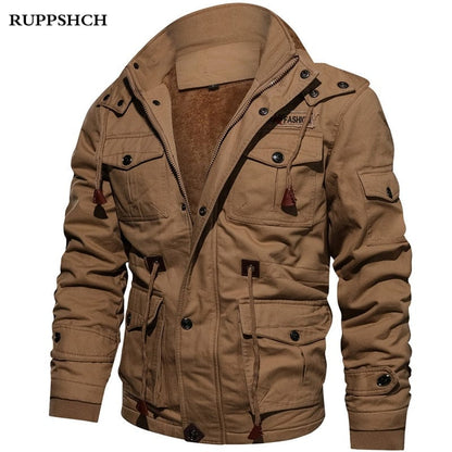 Autumn Winter New Men Fleece Tough Guy Masculine Jacket Coats Men Casual Thickened Hooded Outdoor Military Jackets Men Top