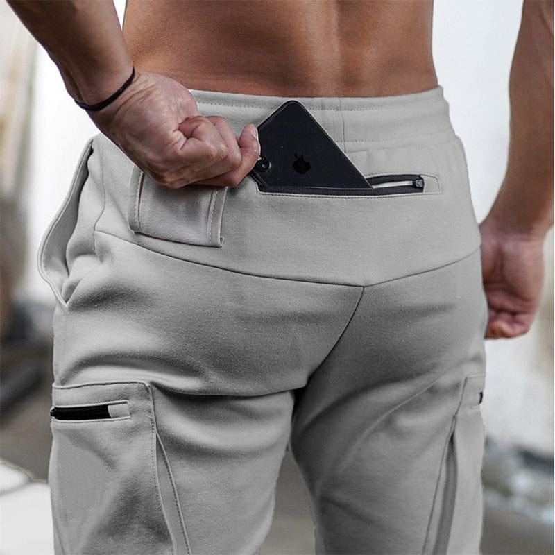 Pantaloni de jogging Bărbați 2020 Pantaloni de stradă, buzunare cu fermoar multiple Pantaloni pentru bărbați musculari, pantaloni de trening Trening 20CK19