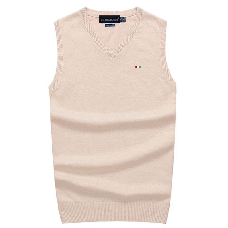 Good Quality Spring Autumn Men&#39;s Vest Sleeveless Sweaters Pullovers 100% Cotton Casual Knitted Vest Fashion Knitted Male Tops