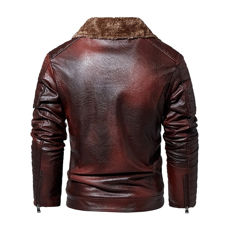 Men  Autumn New Brand Casual Motor Distressed Leather Jacket Coat Men Winter Vintage Outwear Fleece Faux Leather Jackets Men