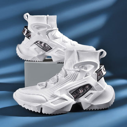 FEOZYZ High Top Fashion Sneakers Men Breathable Running Shoes Knitting Sock Shoes