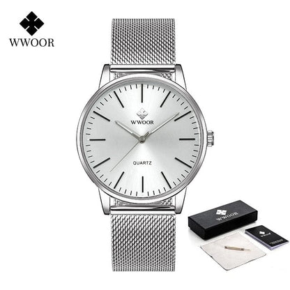 WWOOR Men Gold Watches  Luxury Brand Men Fashion Quartz Golden Clock Male Simple Sports Waterproof Wrist Watch Zegarek Meski