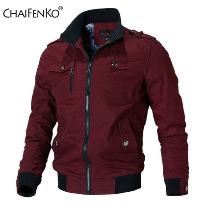 Bomber Jacket Men Fashion Casual Windbreaker Jacket Coat Men  Spring Autumn New Hot Outwear Stand Slim Military Jacket Mens
