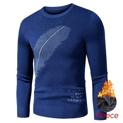 Men  Autumn New Casual Classic Embroidery Thick Sweater Pullovers Men Winter Fleece Fashion Warm Vintage Outfit Sweaters Men