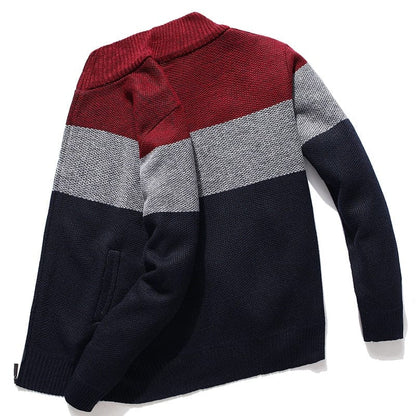 New Cardigan Men Sweater Striped Grey Men's Sweater Oversized Knitted Cardigan Warm Clothes For Man 3XL Korean Style Homme