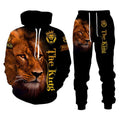 3D animal Lion Print Hoodie + Pants Two Piece Set Tracksuit Men Hooded Sweatshirts Autumn and Winter Men's Clothing Suit