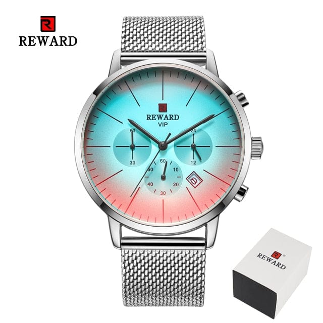 2022 New Fashion Color Bright Glass Watch Men Top Luxury Brand Chronograph Men&#39;s Stainless Steel Business Clock Men Wrist Watch