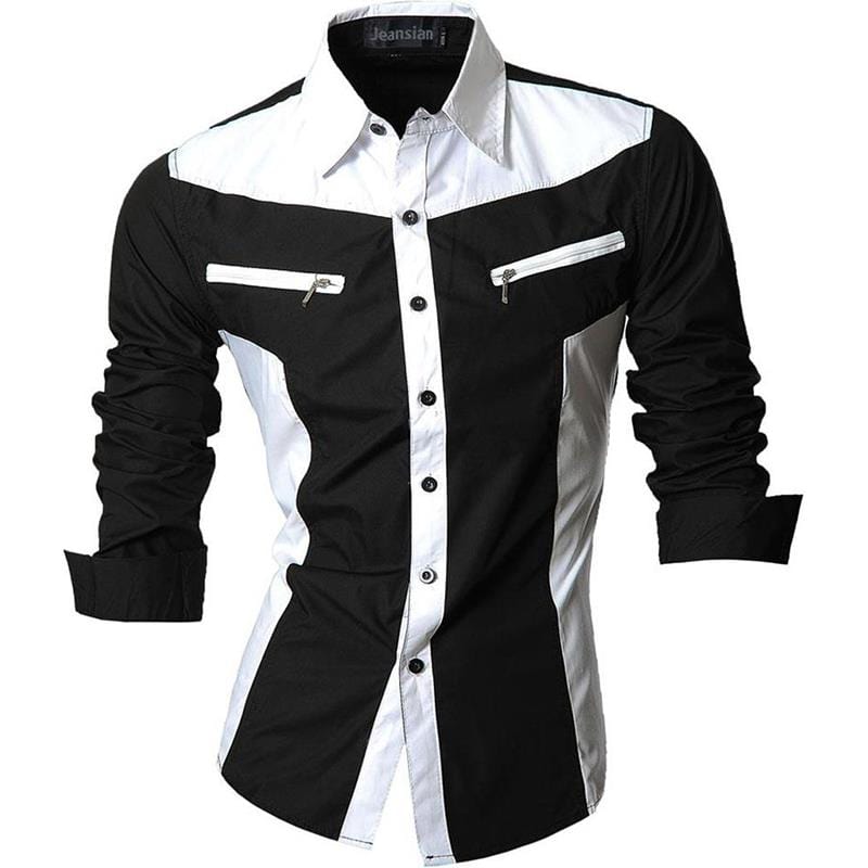 Jeansian Men Casual Dress Shirts Fashion Stylish Long Sleeve Slim