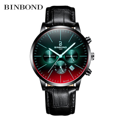 New Top Luxury Fashion Brand  Watch Men Color Bright Glass Chronograph Men's Stainless Steel Business Clock Men Wrist Watch