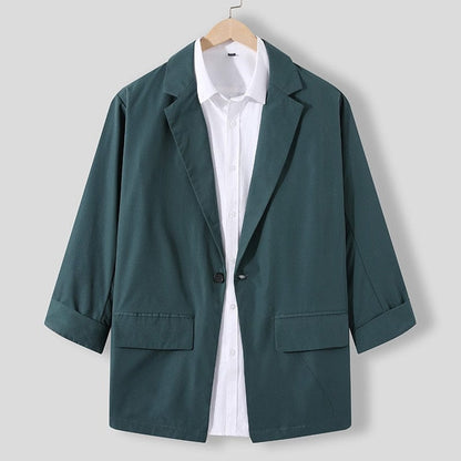 INCERUN Fashion Men Blazer Streetwear Solid Color Lapel 3/4 Sleeve One Button Leisure Suits Men  Casual Thin Jackets S-5XL