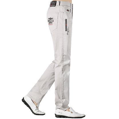 Bruce&amp;Shark Summer Men's Pants Fashions Casual Men Trousers Full Straight 97%Cotton 3%Spandex Loose Stretch Comfortable Big size